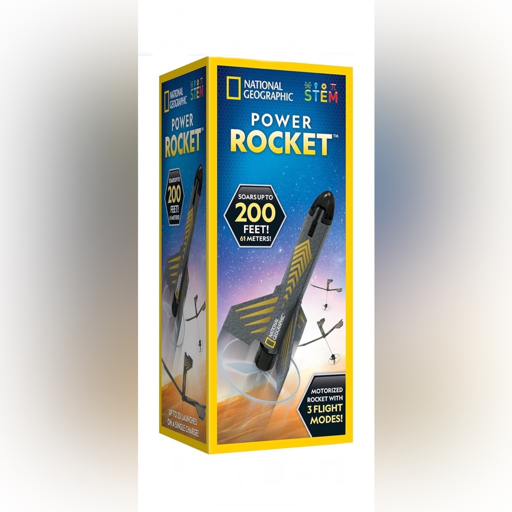 NATIONAL GEOGRAPHIC Motorized Air Rocket🚀Launcher 4 Kids👦🏻👧🏻w Safe Landing